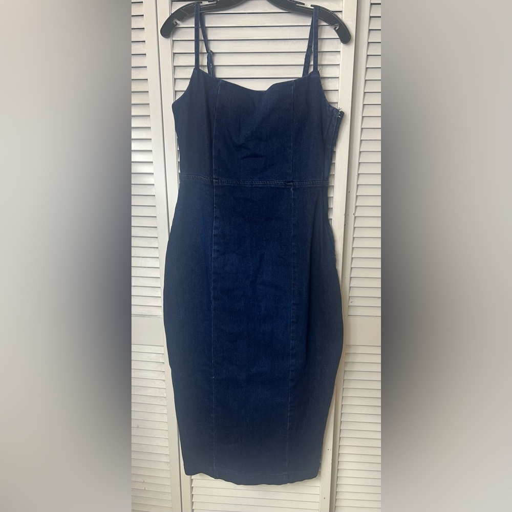 Miou Muse Dark Blue Denim Dress Size Large